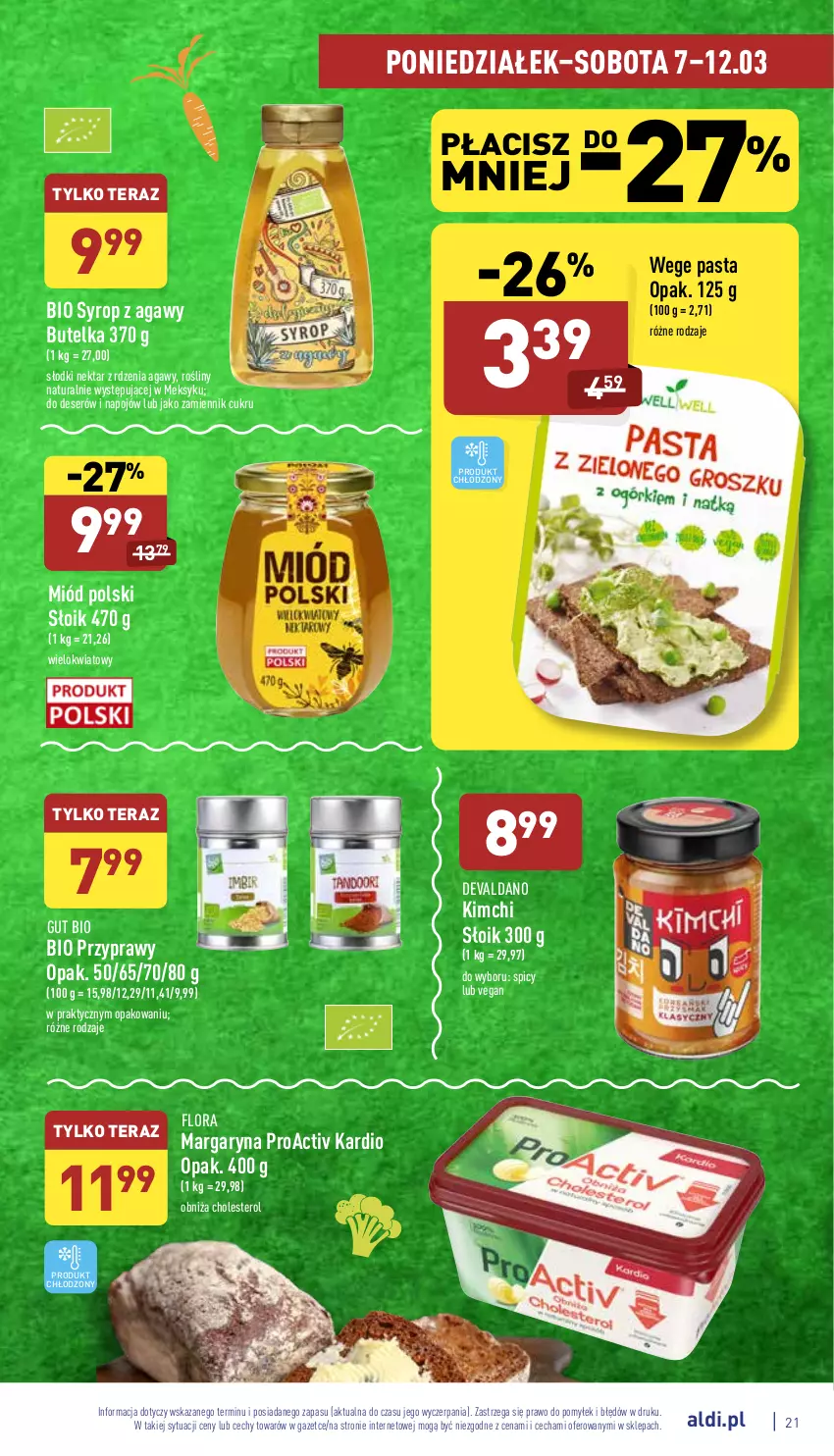 Gazetka promocyjna Aldi - Katalog spożywczy - ważna 07.03 do 12.03.2022 - strona 21 - produkty: Deser, Flora, Margaryna, Miód, Nektar, Przyprawy, Ser, Syrop, Tera