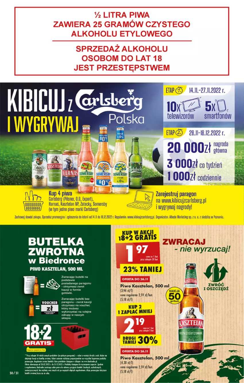 Gazetka promocyjna Biedronka - W tym tygodniu - ważna 24.11 do 30.11.2022 - strona 50 - produkty: BIC, Carlsberg, Cars, Dron, Gra, Gry, Kasztelan, Piwo, Smartfon, Telewizor, Wino