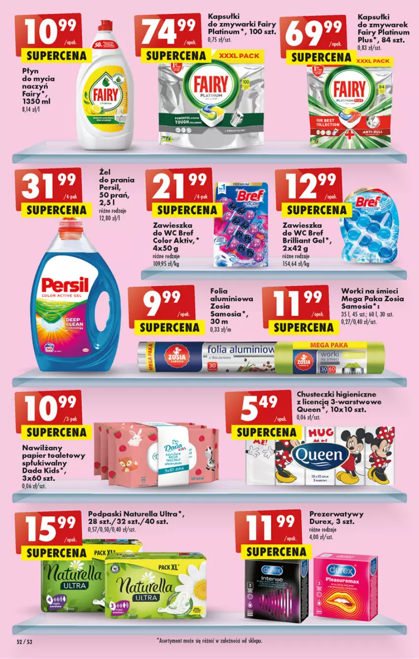 Gazetka promocyjna Biedronka - W tym tygodniu - ważna 24.11 do 30.11.2022 - strona 52 - produkty: Bref, Chusteczki, Dada, Durex, Fa, Fairy, Naturell, Naturella, Papier, Papier toaletowy, Persil, Podpaski, Prezerwatyw, Worki na śmiec, Worki na śmieci, Zawieszka do wc