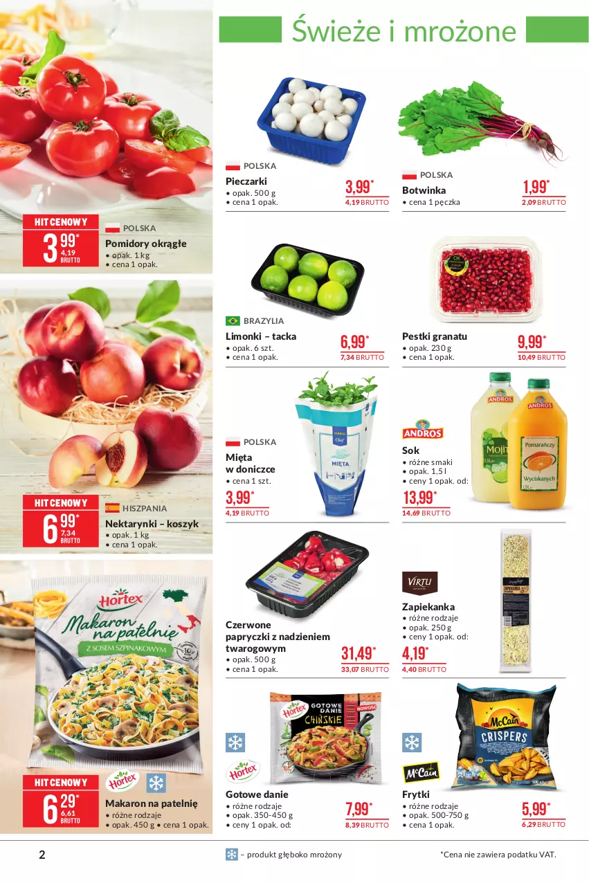 Gazetka promocyjna Makro - [Oferta promocyjna] Artykuły spożywcze - ważna 01.06 do 14.06.2021 - strona 2 - produkty: Frytki, Gra, Granat, Inka, Kosz, Makaron, Mięta, Nektar, Piec, Pomidory, Sok, Zapiekanka