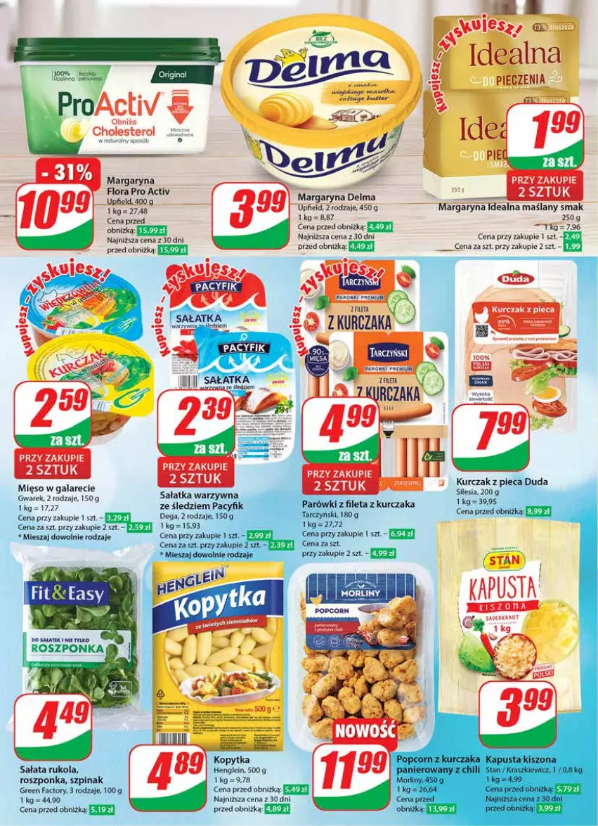 Gazetka promocyjna Dino - Gazetka 48 - ważna 28.11 do 05.12.2023 - strona 18 - produkty: AEG, Delma, Duda, Fa, Flora, Gala, K2, Kurczak, Margaryna, Mięso, Mięso w galarecie, Piec, Popcorn, Roszponka, Rukola, Sałat, Szpinak