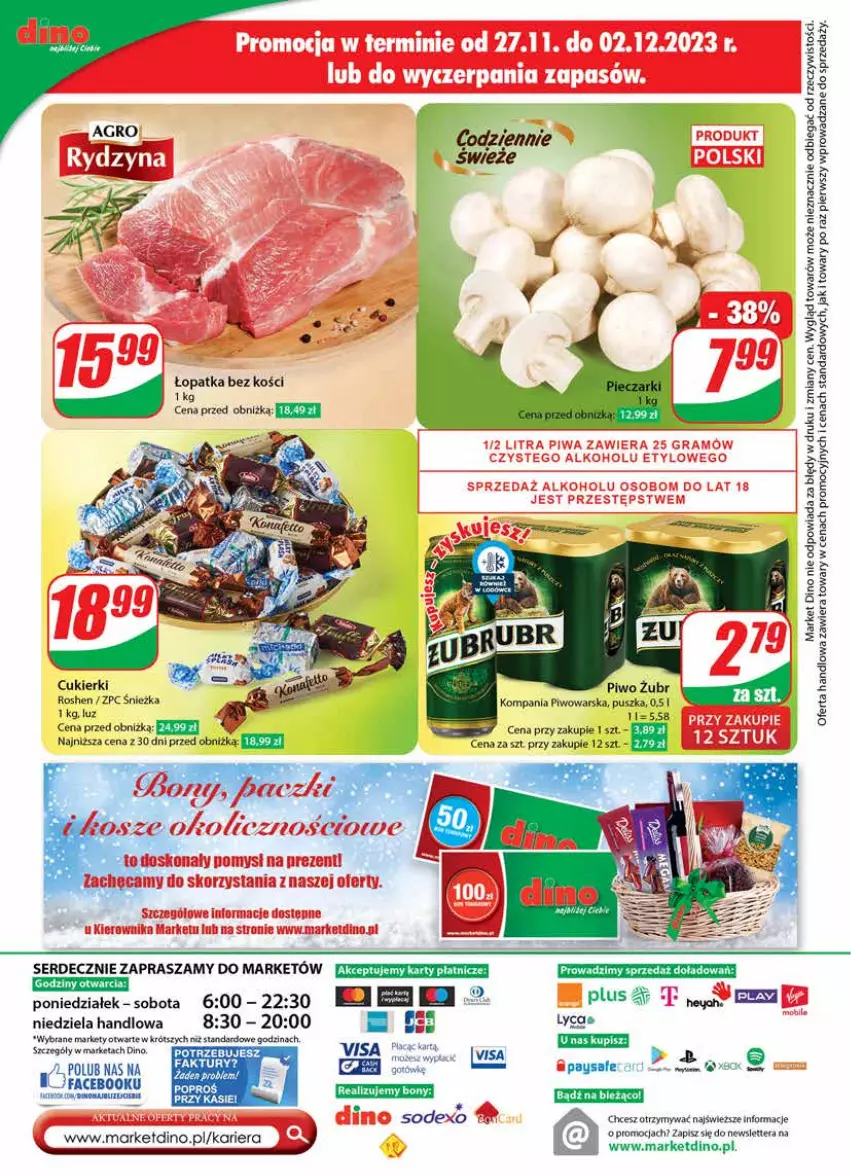 Gazetka promocyjna Dino - Gazetka 48 - ważna 28.11 do 05.12.2023 - strona 28 - produkty: Cukier, Cukierki, Fa, Piwo, Ser, Tera