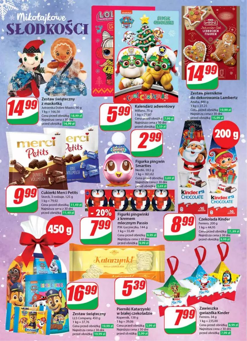 Gazetka promocyjna Dino - Gazetka 48 - ważna 28.11 do 05.12.2023 - strona 4 - produkty: Cukier, Cukierki, Czekolada, Ferrero, Jutrzenka, Kalendarz, Kalendarz adwentowy, Kinder, Merci, Piernik, Pingwin, Znicz