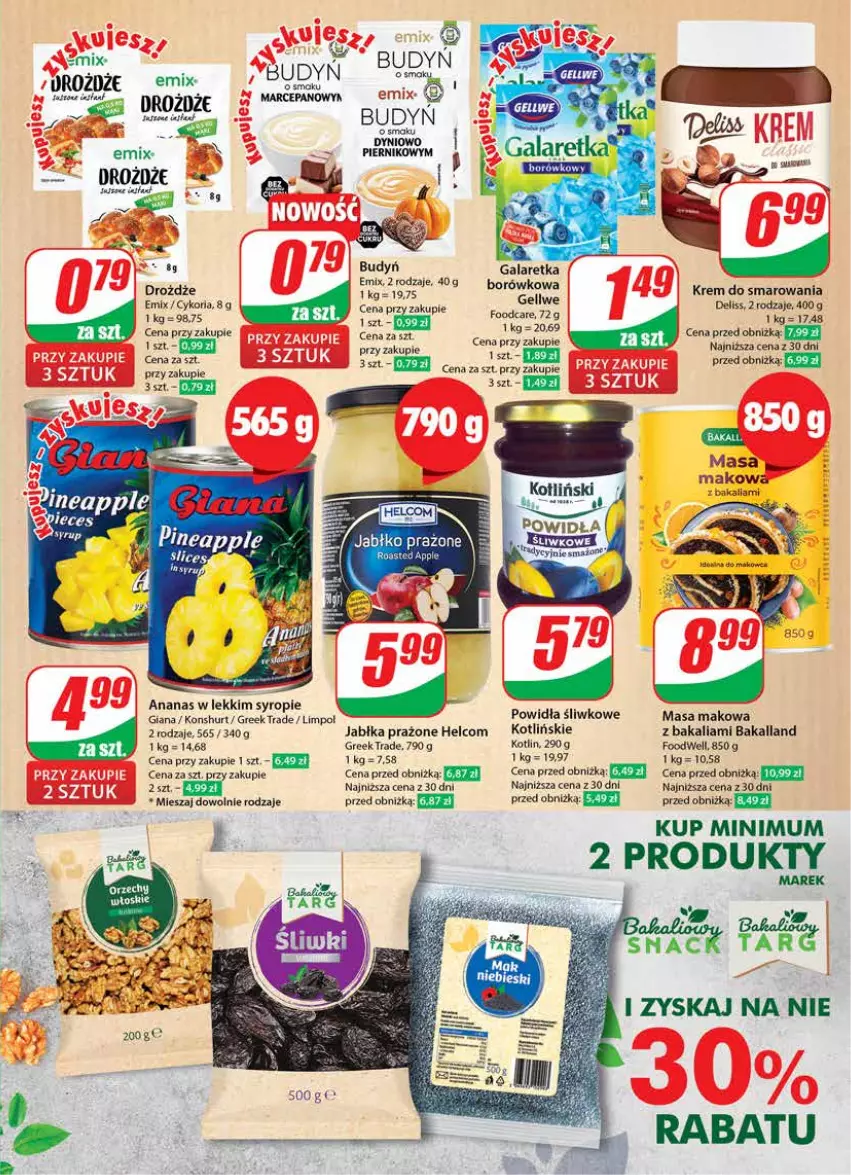 Gazetka promocyjna Dino - Gazetka 48 - ważna 28.11 do 05.12.2023 - strona 7 - produkty: Ananas, Bakalland, Budyń, Deliss, Drożdże, Fa, Gala, Galaretka, HELCOM, Jabłka, Jabłka prażone, Kotlin, Piec, Piernik, Syrop