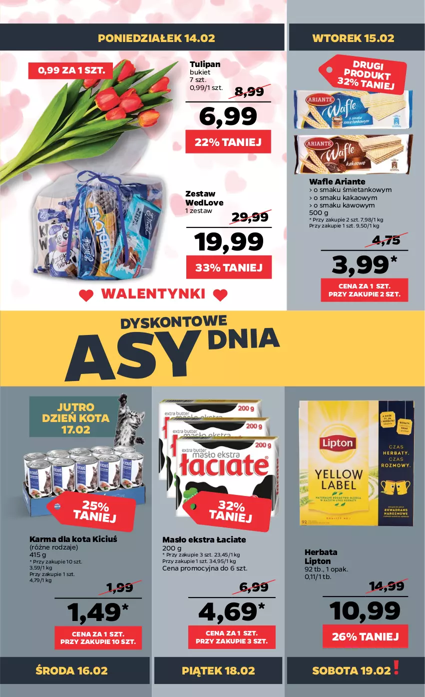 Gazetka promocyjna Netto - Gazetka spożywcza - ważna 14.02 do 19.02.2022 - strona 3 - produkty: Bukiet, Herbata, Kakao, Lipton, Masło, Tulipan, Wafle