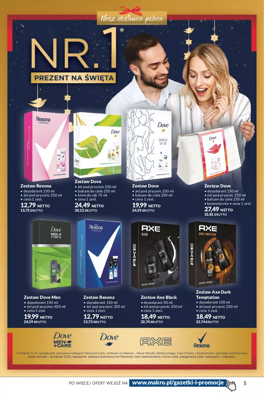 Gazetka promocyjna Makro - [Oferta specjalna] Świąteczne upominki - ważna 30.11 do 13.12.2021 - strona 5 - produkty: Balsam do ciała, Dezodorant, Dove, Kosmetyczka, Krem do rąk, Lack, Rexona