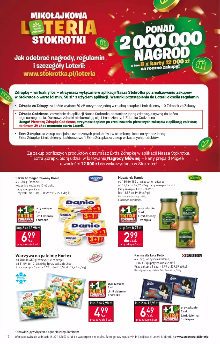 Gazetka promocyjna Stokrotka - Market - ważna 16.11 do 22.11.2023 - strona 14 - produkty: Danio, Danone, Felix, Hortex, Kamis, Mus, Musztarda, Sati, Ser, Serek, Serek homogenizowany, Warzywa