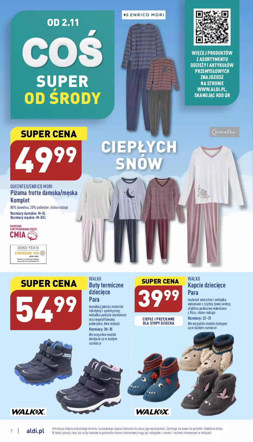 Gazetka promocyjna Aldi - Zaplanuj zakupy wcześniej - ważna 02.11 do 05.11.2022 - strona 7 - produkty: Buty, Dzieci, Kapcie, Piżama, Queentex, Sok, Top, Wełna