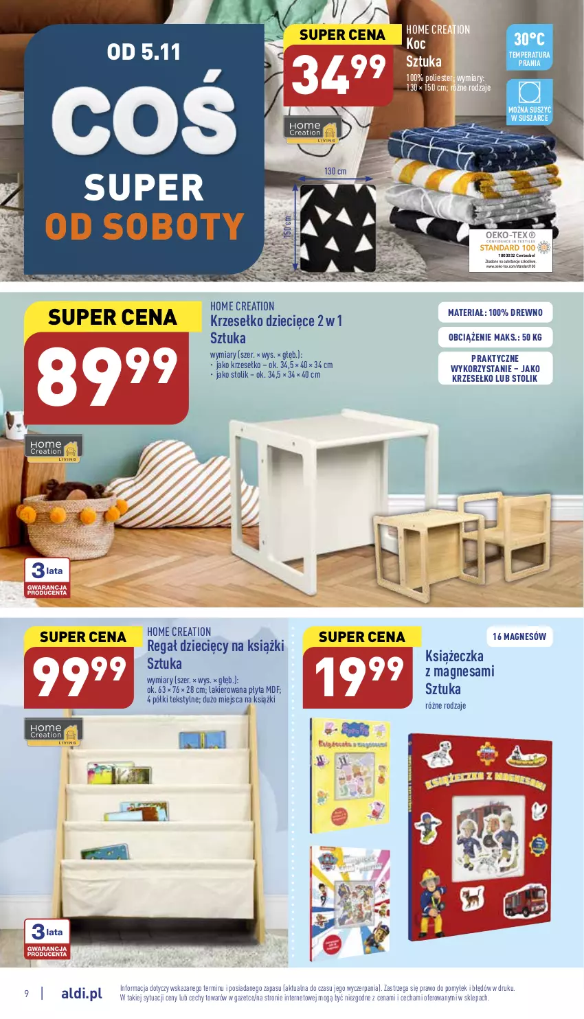 Gazetka promocyjna Aldi - Zaplanuj zakupy wcześniej - ważna 02.11 do 05.11.2022 - strona 9 - produkty: Dzieci, Koc, Lakier, Płyta, Regał, Stolik