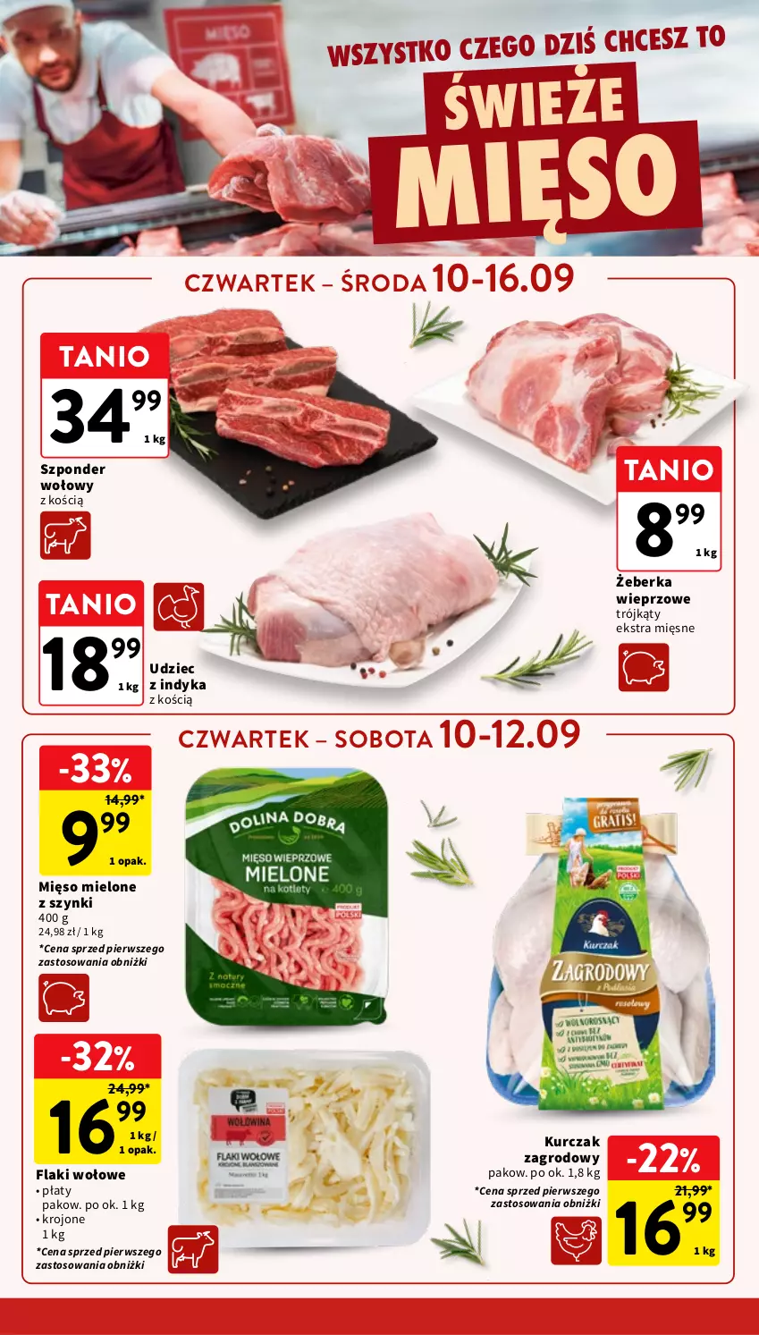 Gazetka promocyjna Intermarche - Gazetka Intermarche - ważna 10.09 do 16.09.2026 - strona 12 - produkty: Flaki, Flaki wołowe, Kurczak, Mięso, Mięso mielone, Mięso mielone z szynki, Szponder wołowy, Udziec z indyka