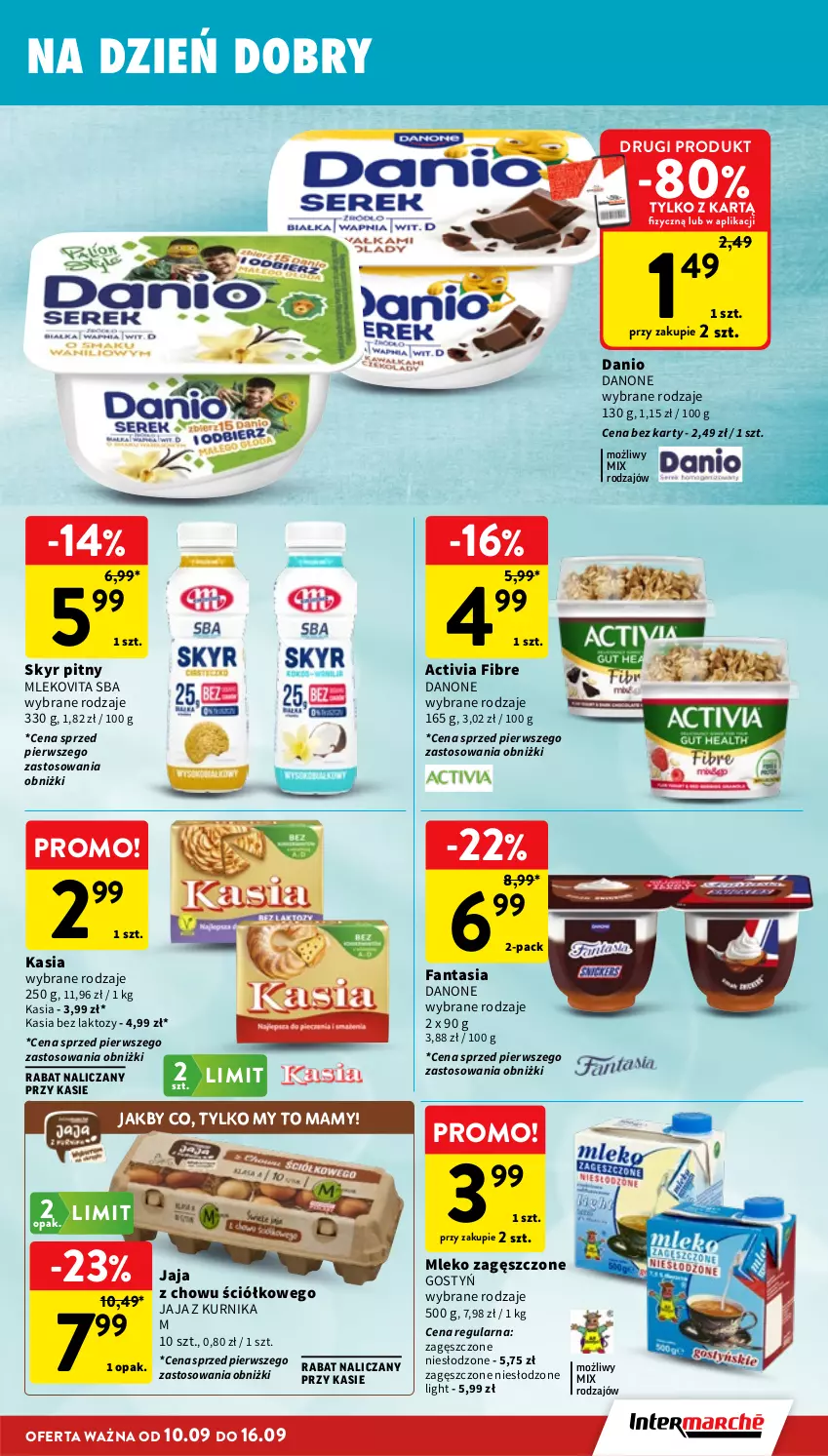 Gazetka promocyjna Intermarche - Gazetka Intermarche - ważna 10.09 do 16.09.2026 - strona 19 - produkty: Activia, Danio, Danone, Fa, Fanta, Jaja, Kasia, Mleko, Mleko zagęszczone, Mlekovita