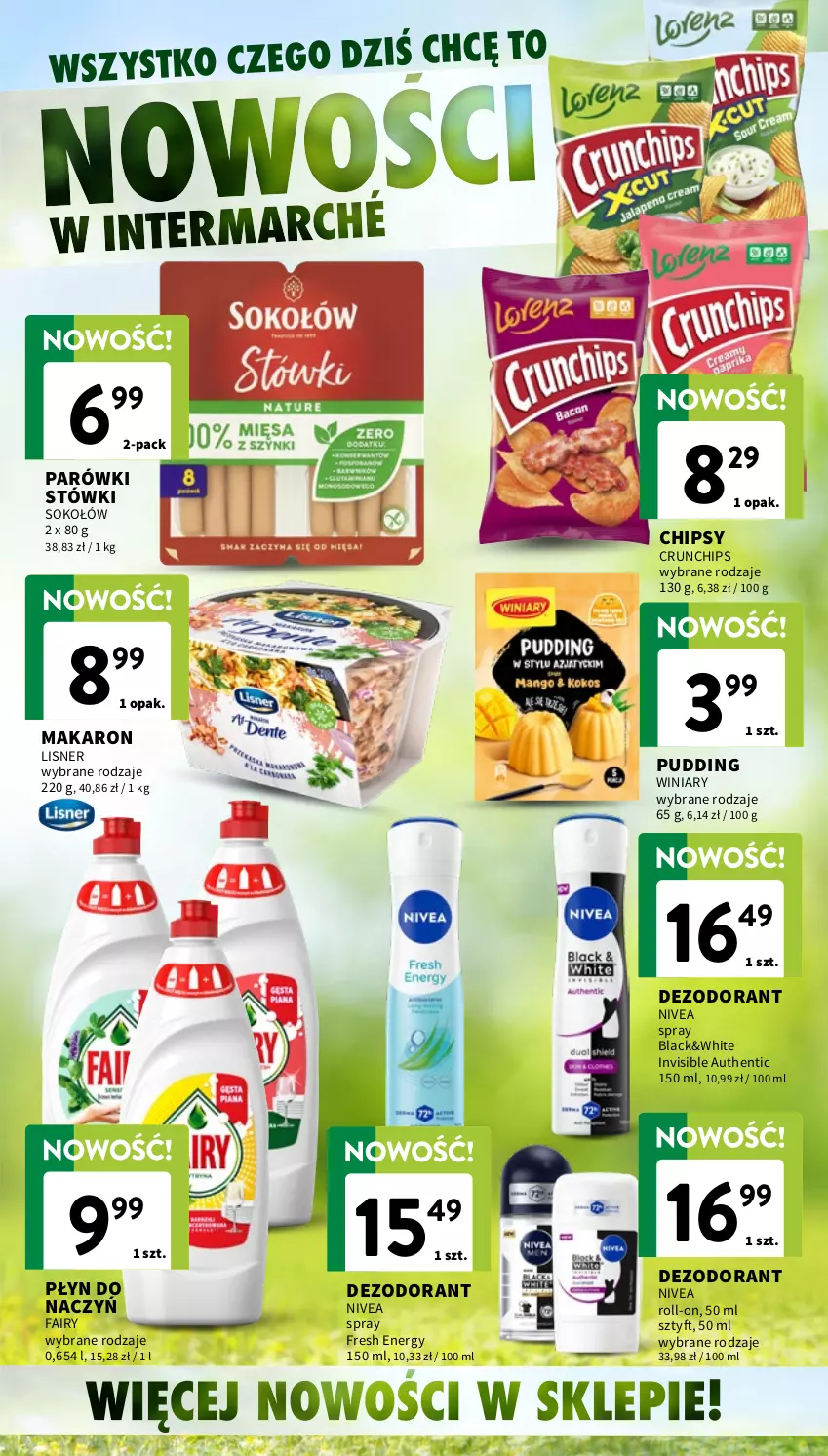 Gazetka promocyjna Intermarche - Gazetka Intermarche - ważna 10.09 do 16.09.2026 - strona 31 - produkty: Chipsy, Crunchips, Dezodorant, Fa, Fairy, Lack, Lisner, Makaron, Nivea, Parówki, Pudding, Sok, Sokołów, Winiary