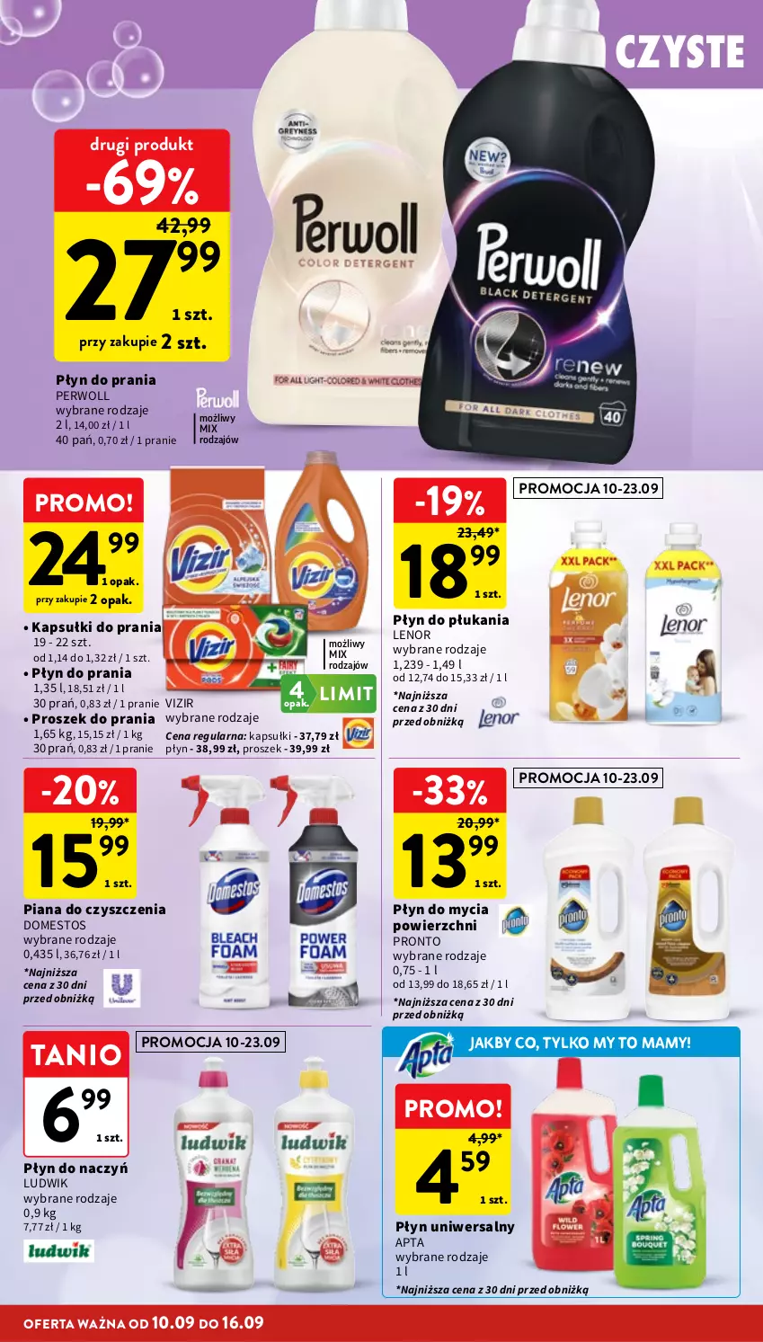 Gazetka promocyjna Intermarche - Gazetka Intermarche - ważna 10.09 do 16.09.2026 - strona 32 - produkty: Domestos, Kapsułki do prania, Lenor, Ludwik, Perwoll, Płyn do mycia, Płyn do płukania, Płyn do prania, Pronto, Proszek do prania, Vizir