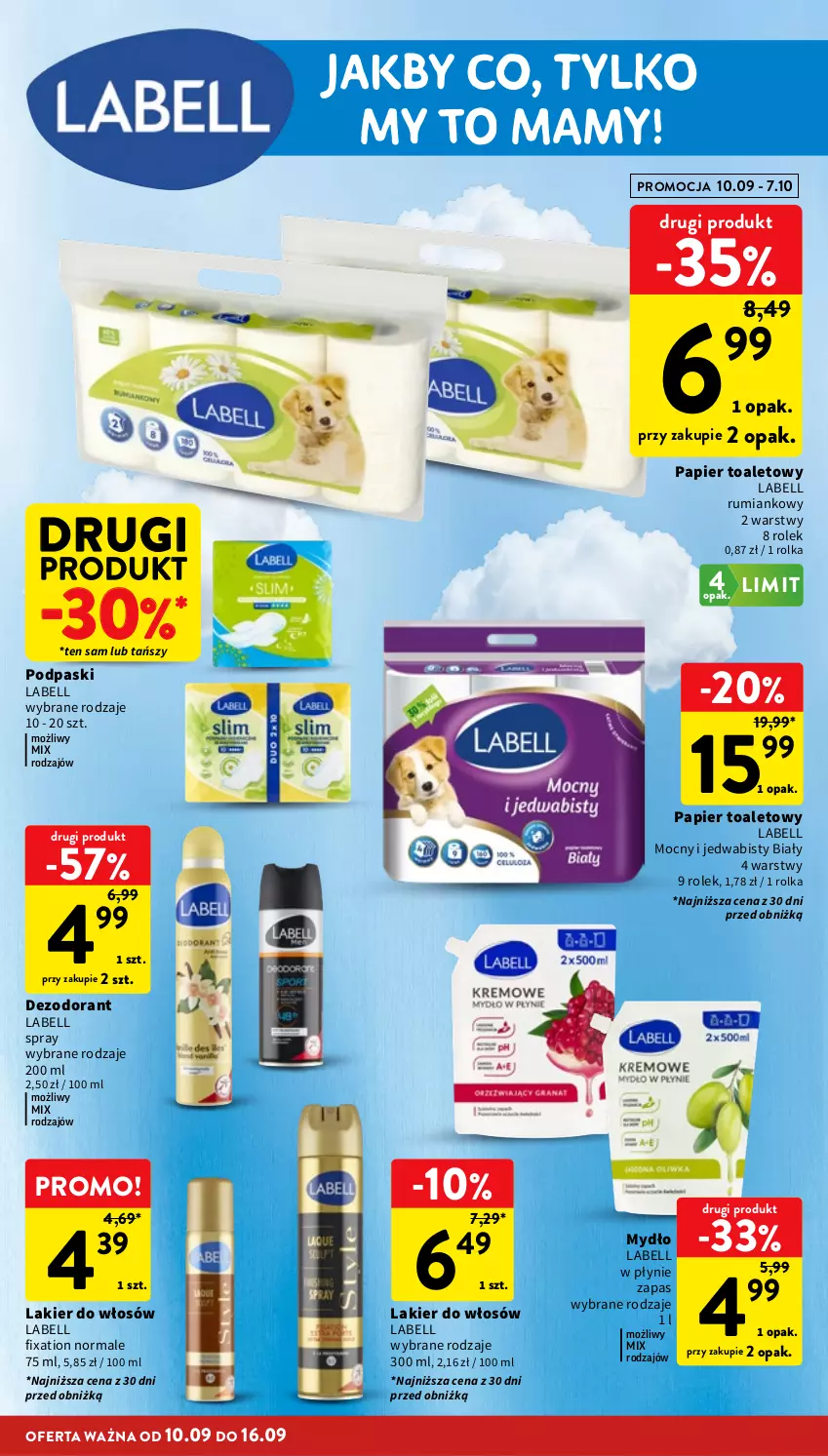 Gazetka promocyjna Intermarche - Gazetka Intermarche - ważna 10.09 do 16.09.2026 - strona 34 - produkty: Bell, Dezodorant, Lakier, Lakier do włosów, Mydło, Papier, Papier toaletowy, Podpaski, Rum