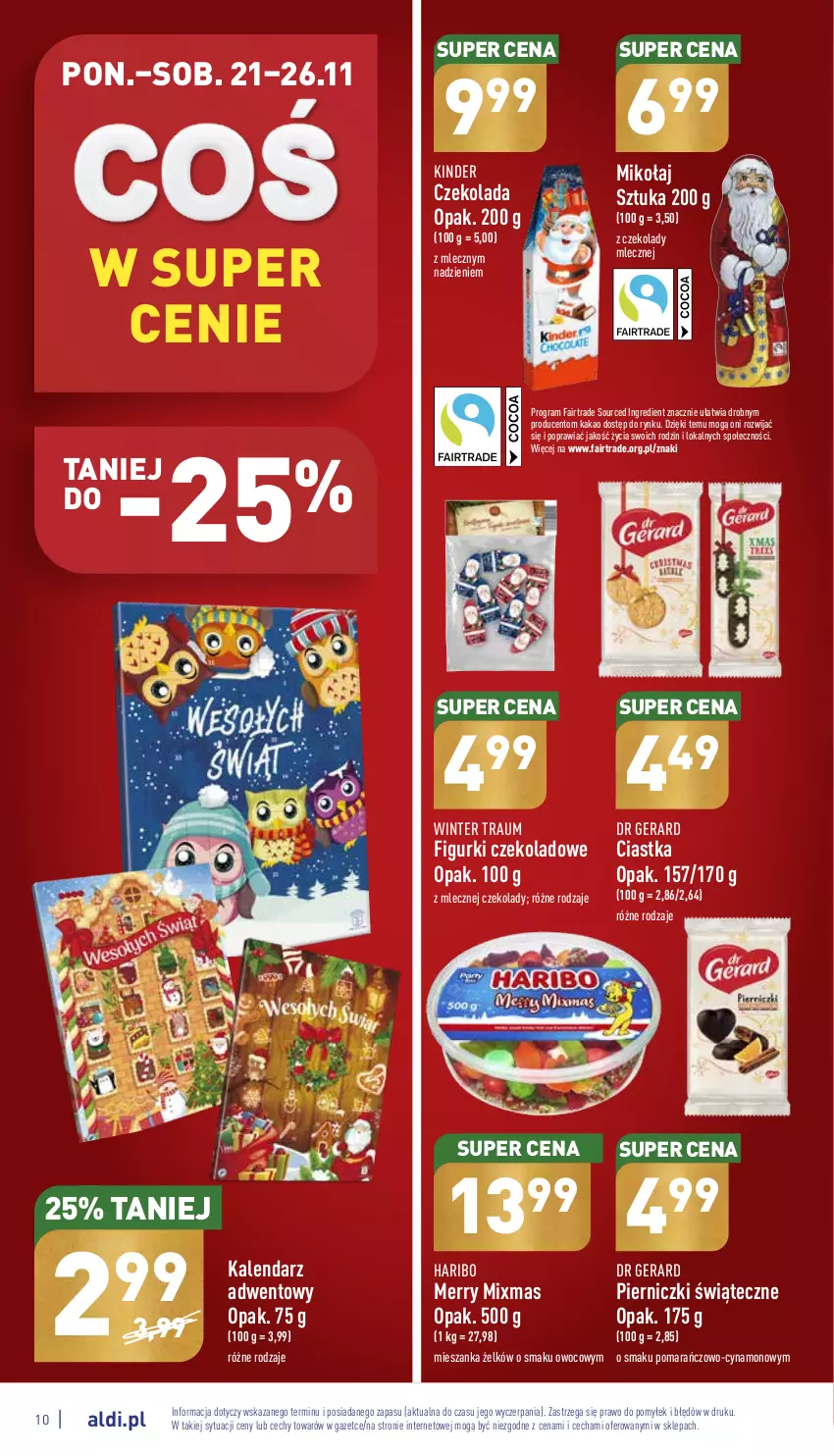 Gazetka promocyjna Aldi - Pełny katalog - ważna 21.11 do 26.11.2022 - strona 10 - produkty: Ciastka, Czekolada, Dr Gerard, Fa, Gra, Haribo, Kakao, Kalendarz, Kalendarz adwentowy, Kinder