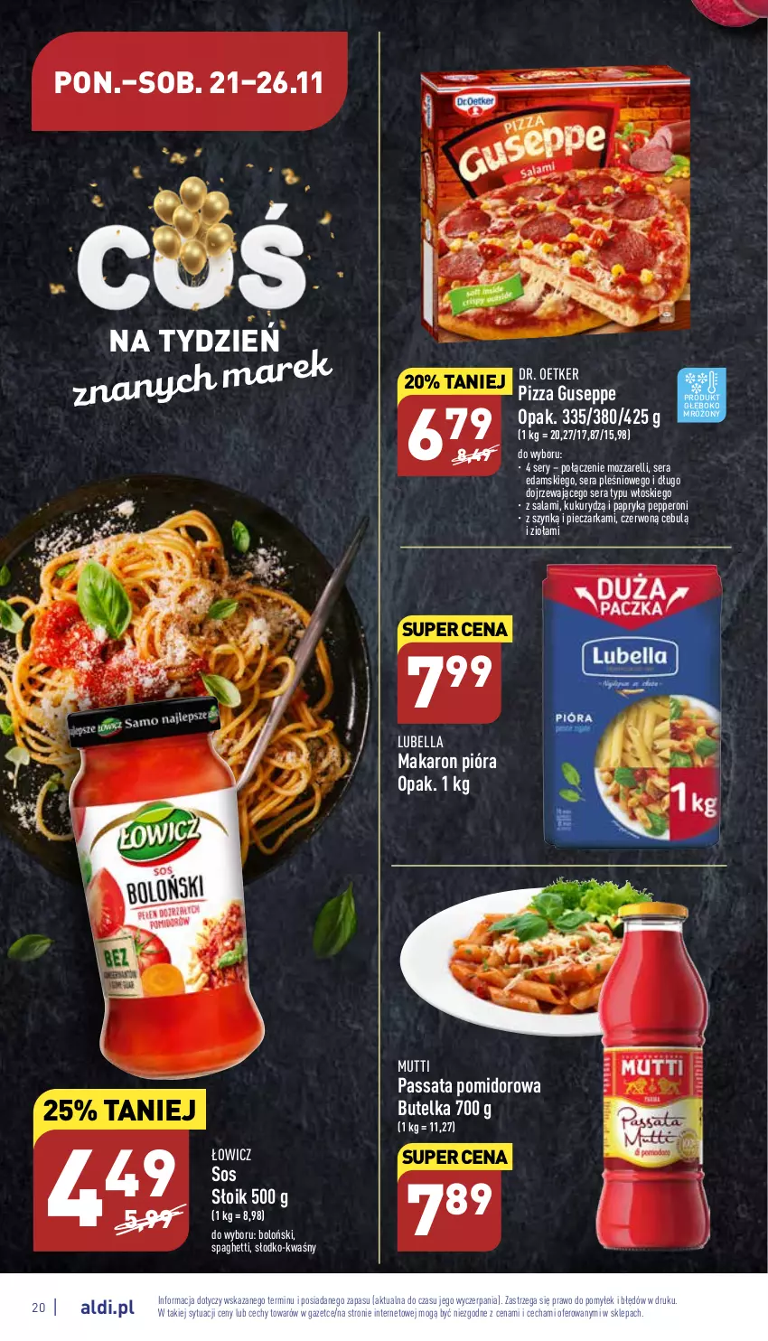 Gazetka promocyjna Aldi - Pełny katalog - ważna 21.11 do 26.11.2022 - strona 20 - produkty: Bell, Bella, Dr. Oetker, Edam, Lubella, Makaron, Piec, Pieczarka, Pizza, Salami, Ser, Sos, Spaghetti