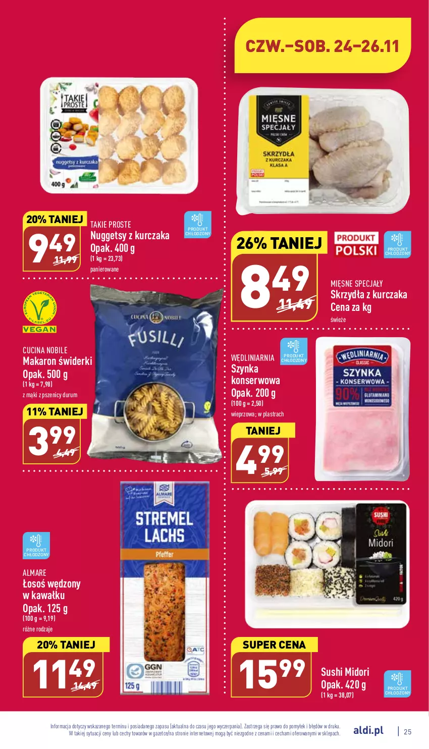 Gazetka promocyjna Aldi - Pełny katalog - ważna 21.11 do 26.11.2022 - strona 25 - produkty: Kawa, Kurczak, Makaron, Mięsne specjały, Rum, Ser, Sushi, Szynka, Szynka konserwowa