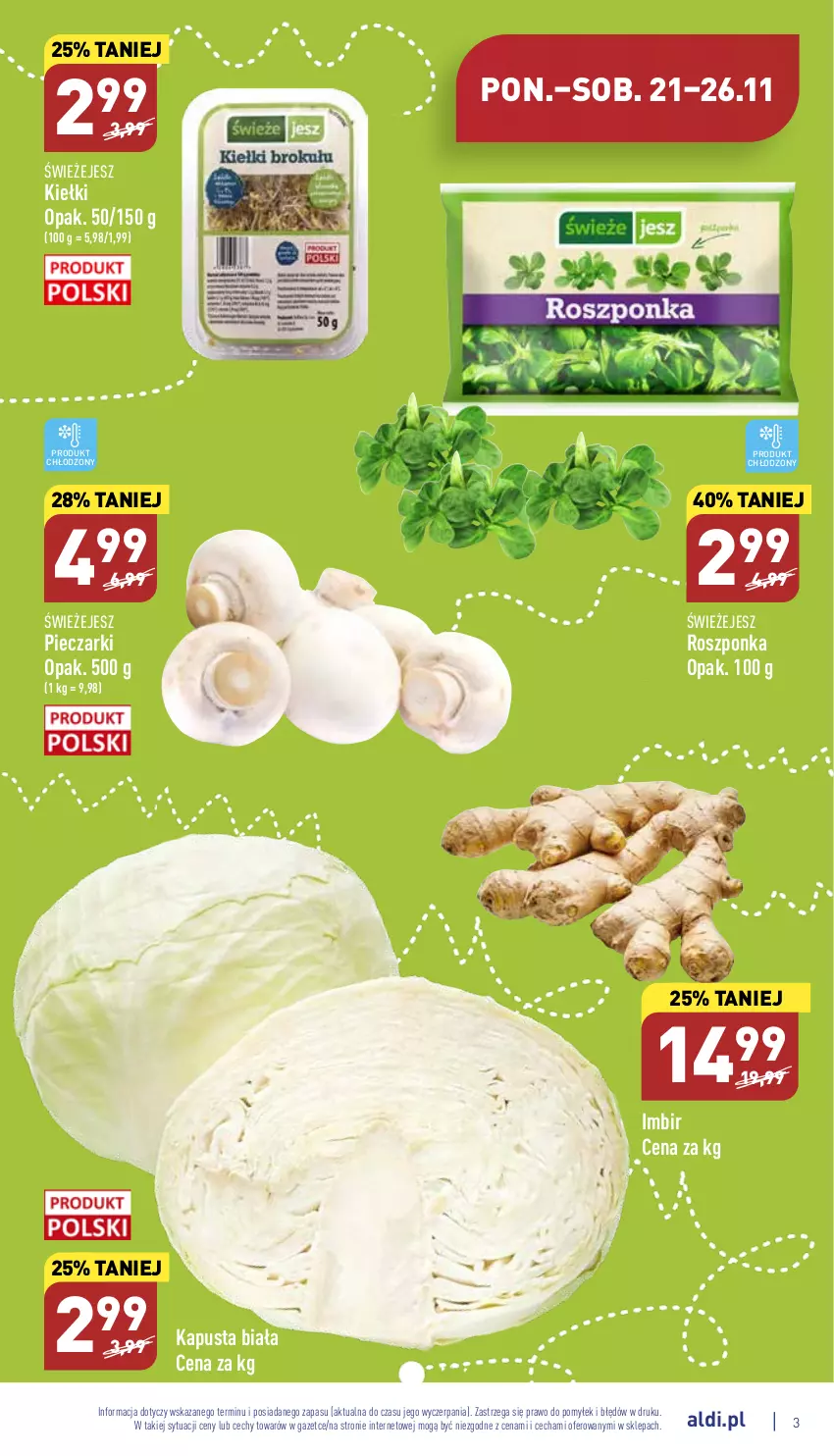 Gazetka promocyjna Aldi - Pełny katalog - ważna 21.11 do 26.11.2022 - strona 3 - produkty: Imbir, Kiełki, Piec, Roszponka