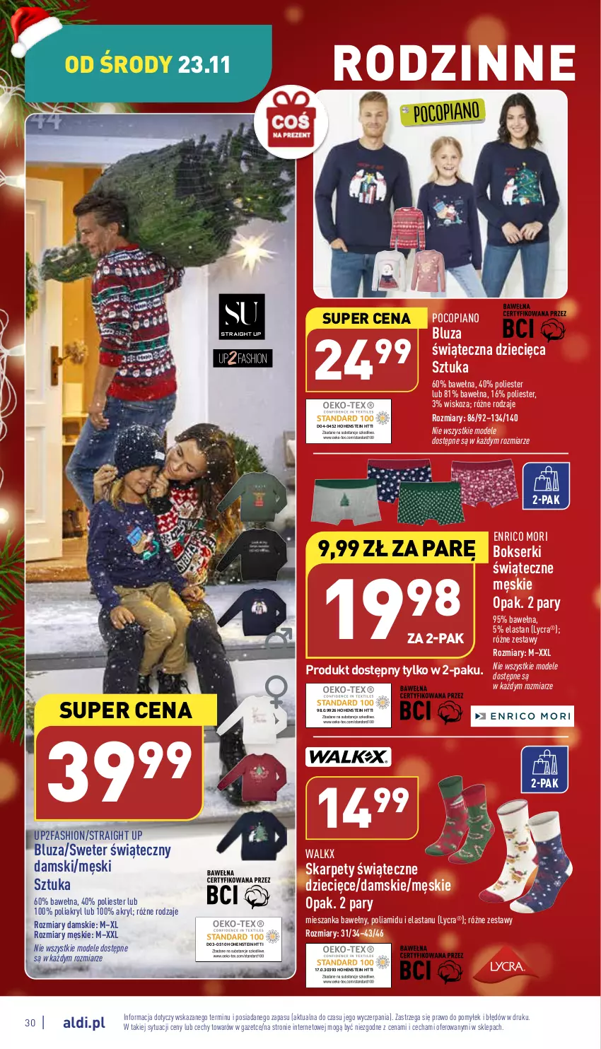 Gazetka promocyjna Aldi - Pełny katalog - ważna 21.11 do 26.11.2022 - strona 30 - produkty: Bluza, Bokserki, Dzieci, Fa, Karp, Pocopiano, Ser, Sweter, Wełna