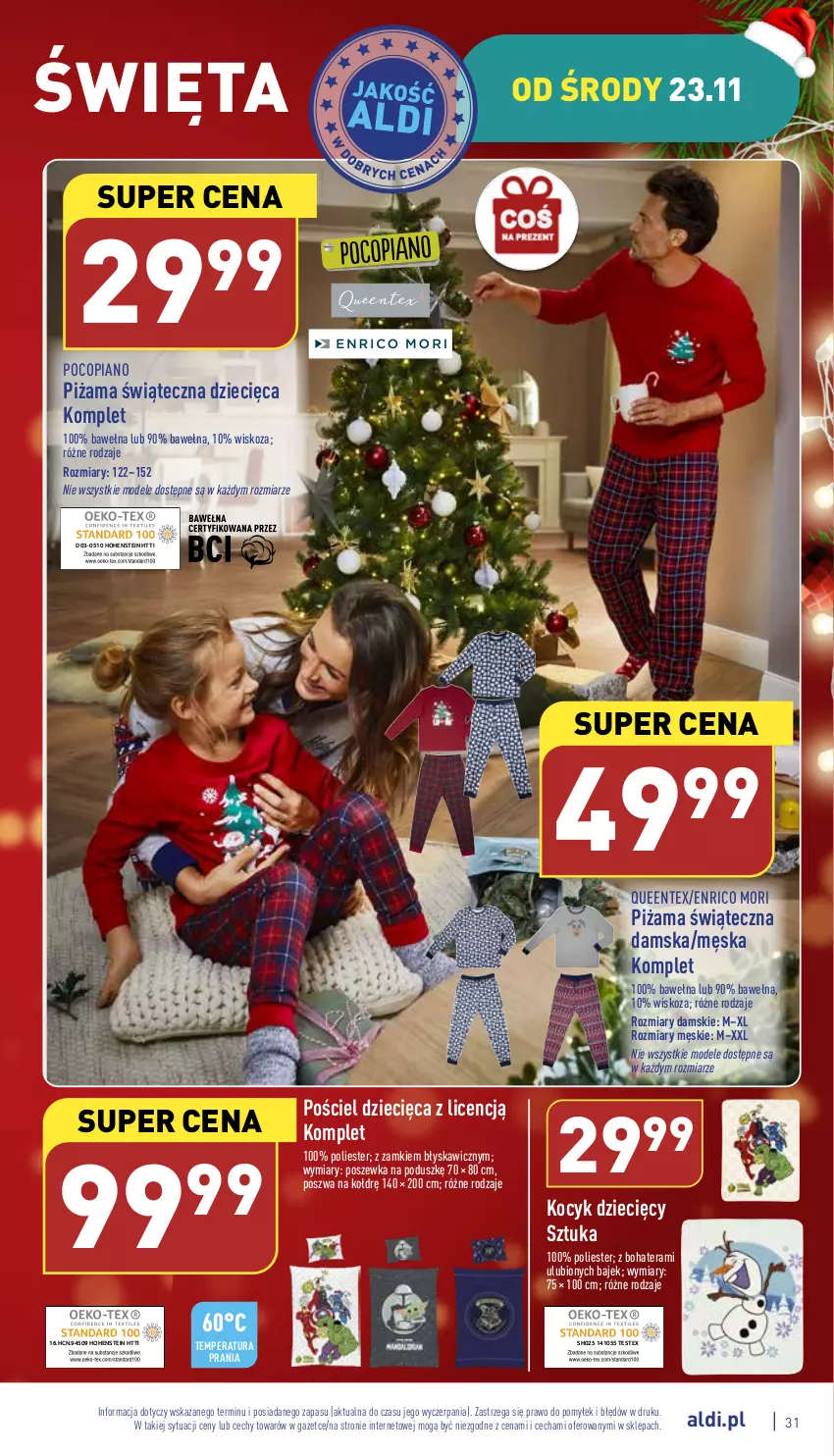 Gazetka promocyjna Aldi - Pełny katalog - ważna 21.11 do 26.11.2022 - strona 31 - produkty: Dzieci, Koc, Piżama, Pocopiano, Pościel, Poszewka, Queentex, Tera, Wełna