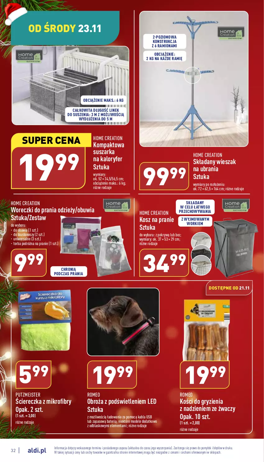 Gazetka promocyjna Aldi - Pełny katalog - ważna 21.11 do 26.11.2022 - strona 32 - produkty: Biustonosz, Gry, Kosz, Putzmeister, Suszarka, Torba, Ubrania, Wieszak