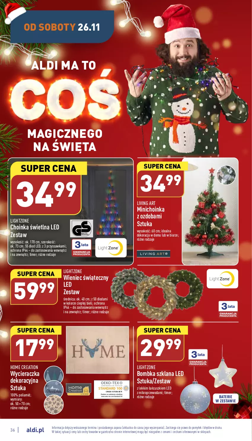 Gazetka promocyjna Aldi - Pełny katalog - ważna 21.11 do 26.11.2022 - strona 36 - produkty: Choinka, Inka, LANA, Ozdoba, Sok, Wieniec, Woda, Wycieraczka