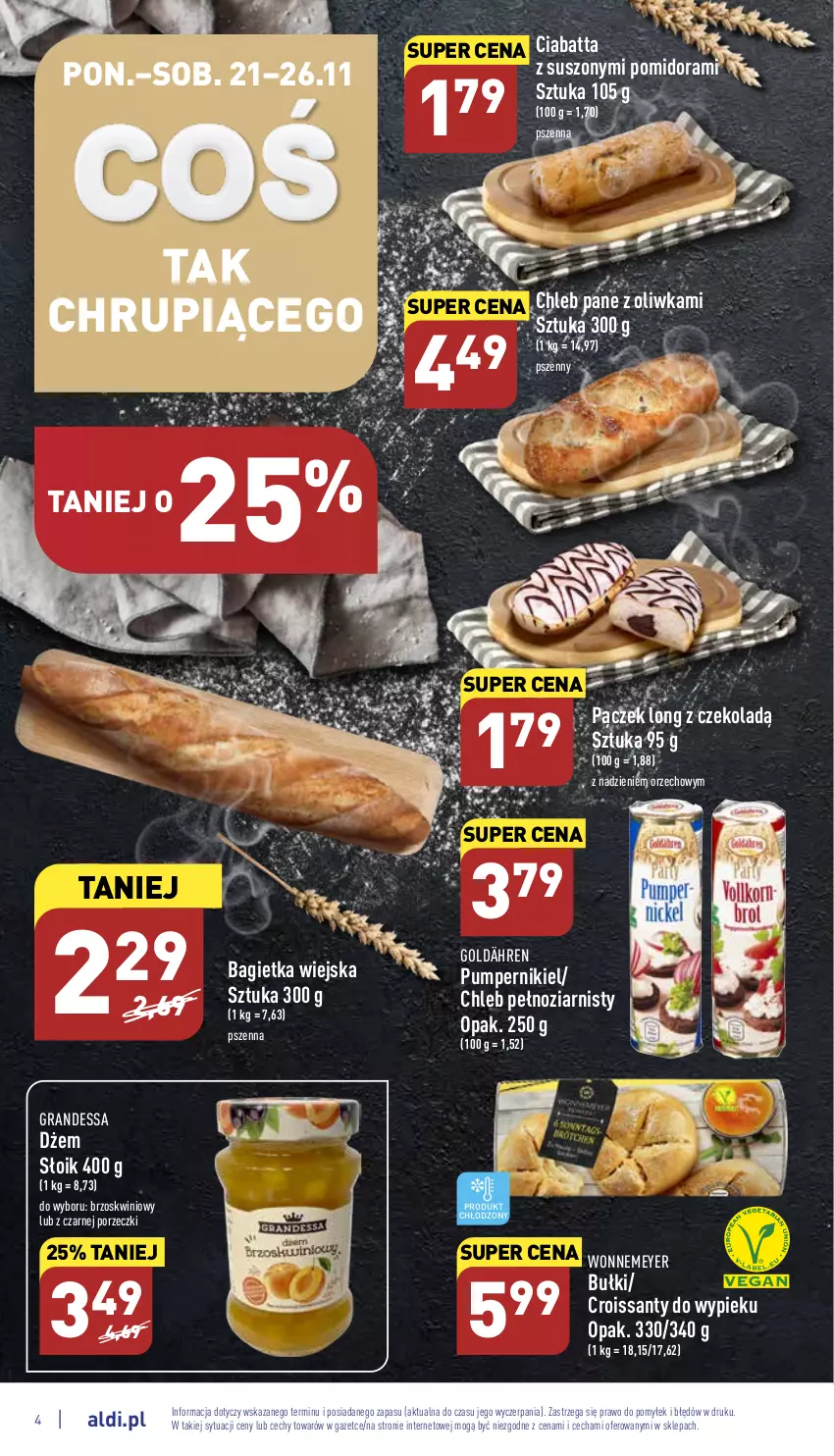 Gazetka promocyjna Aldi - Pełny katalog - ważna 21.11 do 26.11.2022 - strona 4 - produkty: Bagietka, Chleb, Ciabatta, Croissant, Dżem, Gra, Pączek, Por