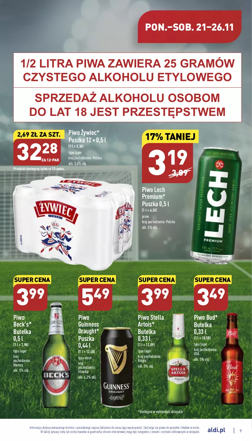 Gazetka promocyjna Aldi - Pełny katalog - ważna 21.11 do 26.11.2022 - strona 9 - produkty: Gra, Lech Premium, LG, Piwa, Piwo