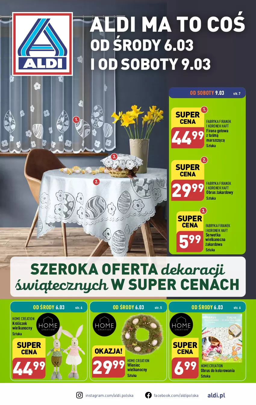 Gazetka promocyjna Aldi - Artykuły przemysłowe i tekstylia - ważna 06.03 do 09.03.2024 - strona 1 - produkty: Fa, Firana, Gra, Mars, Obrus, Ser, Wieniec