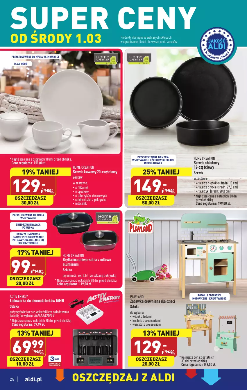 Gazetka promocyjna Aldi - Pełny katalog - ważna 27.02 do 04.03.2023 - strona 28 - produkty: Akumulator, Cukier, Deser, Dzieci, Fa, Gra, Kuchnia, Ser, Serwis obiadowy, Talerz, Talerzyk, Warka, Wózek, Zabawka