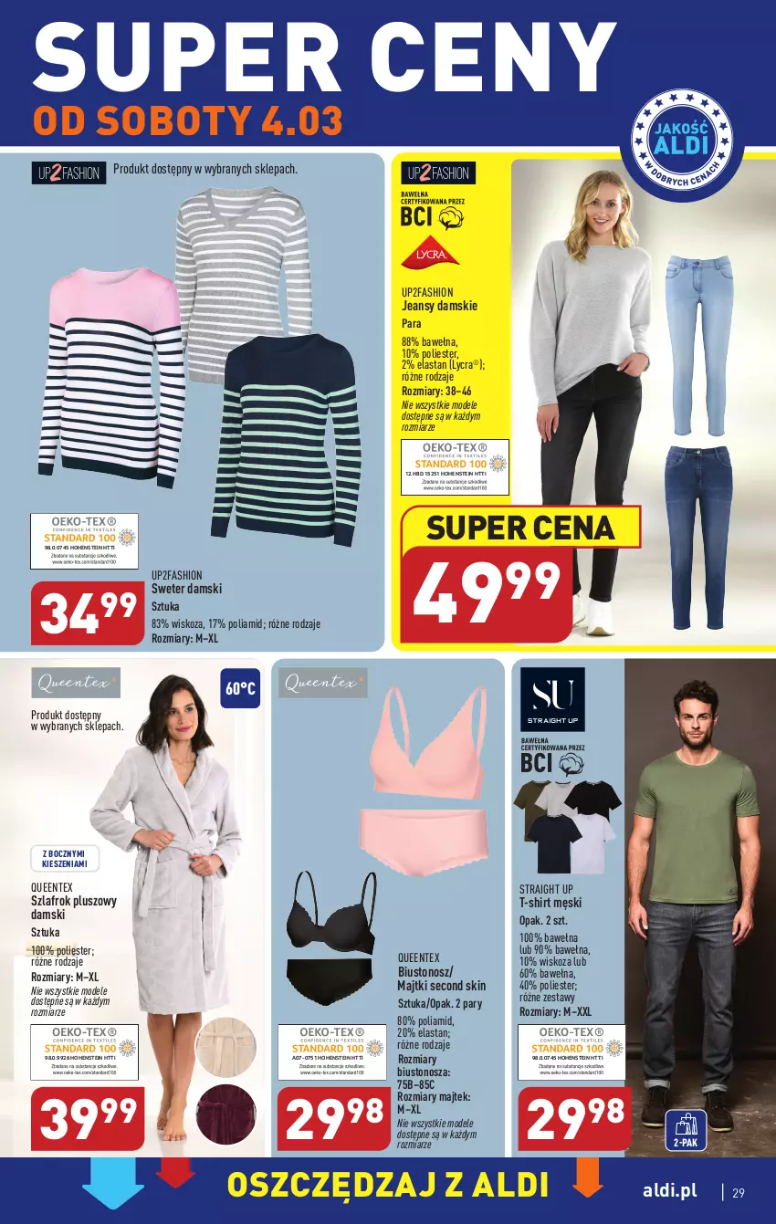 Gazetka promocyjna Aldi - Pełny katalog - ważna 27.02 do 04.03.2023 - strona 29 - produkty: Biustonosz, Fa, Majtki, Queentex, Sweter, Szlafrok, T-shirt, Wełna