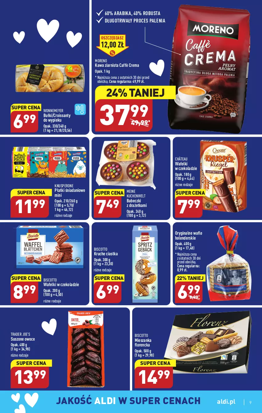 Gazetka promocyjna Aldi - Pełny katalog - ważna 27.02 do 04.03.2023 - strona 9 - produkty: Babeczki, Ciastka, Croissant, Danio, Gin, Kawa, Kawa ziarnista, Owoce, Wafle