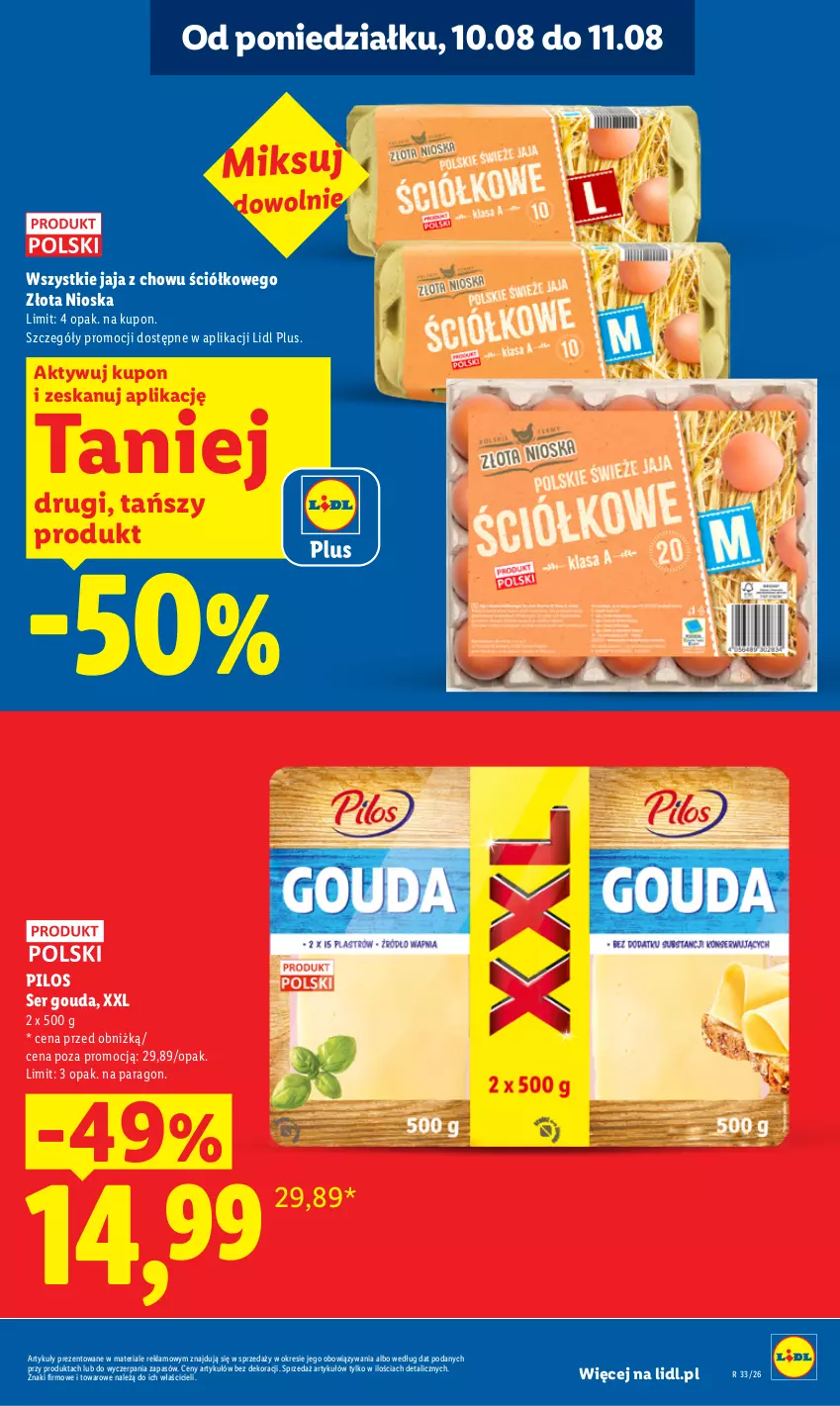 Gazetka promocyjna Lidl - Gazetka ważna od 10.08 do 11.08 - ważna 10.08 do 11.08.2026 - strona 19 - produkty: Gouda, Jaja, Pilos, Ser