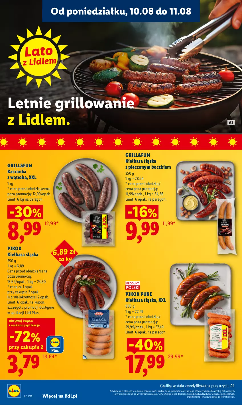 Gazetka promocyjna Lidl - Gazetka ważna od 10.08 do 11.08 - ważna 10.08 do 11.08.2026 - strona 46 - produkty: Gra, Grafika, Grill, Kasza, Kaszanka, Kiełbasa, Kiełbasa śląska, Piec, PIKOK, Pur