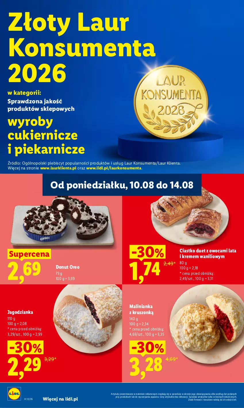 Gazetka promocyjna Lidl - Gazetka ważna od 10.08 do 11.08 - ważna 10.08 do 11.08.2026 - strona 48 - produkty: Cukier, Donut, Jagodzianka, Laur, Oreo