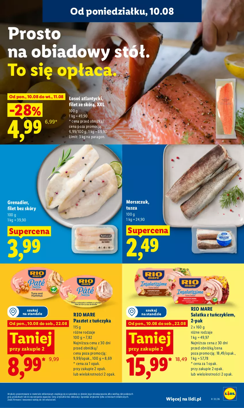 Gazetka promocyjna Lidl - Gazetka ważna od 10.08 do 11.08 - ważna 10.08 do 11.08.2026 - strona 57 - produkty: Grenadier, Pasztet, Rio Mare, Sałat, Sałatka, Stół, Tuńczyk, Tusz