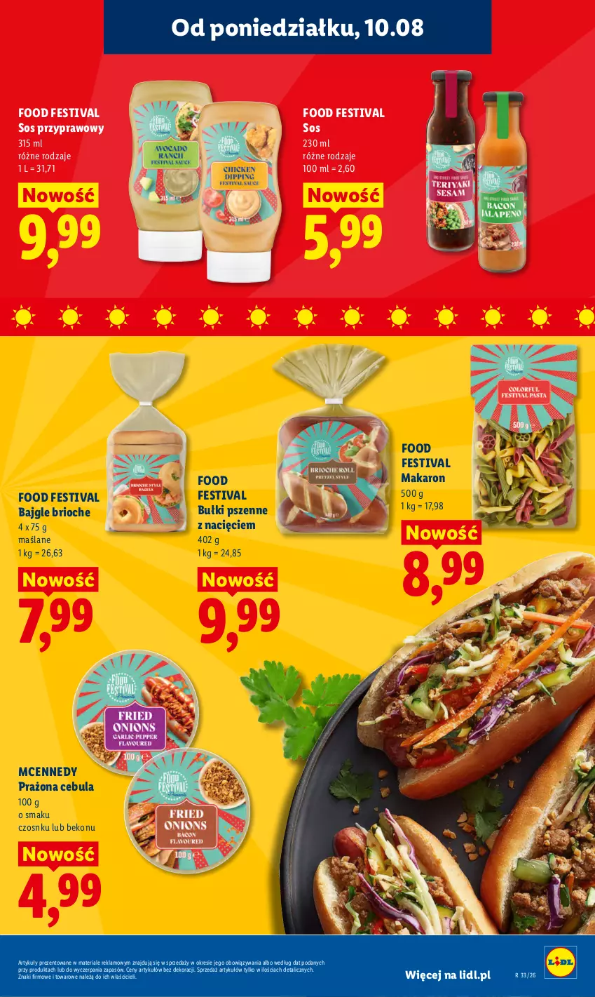 Gazetka promocyjna Lidl - Gazetka ważna od 10.08 do 11.08 - ważna 10.08 do 11.08.2026 - strona 63 - produkty: Bajgle, Beko, Cebula, Makaron, Sos