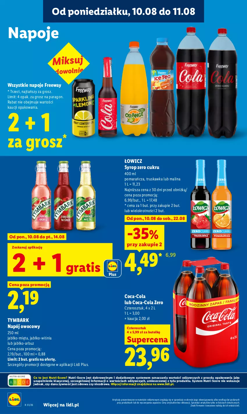 Gazetka promocyjna Lidl - Gazetka ważna od 10.08 do 11.08 - ważna 10.08 do 11.08.2026 - strona 72 - produkty: Arbuz, Coca-Cola, Gra, Mięta, Napój, Napoje, Syrop, Tymbark