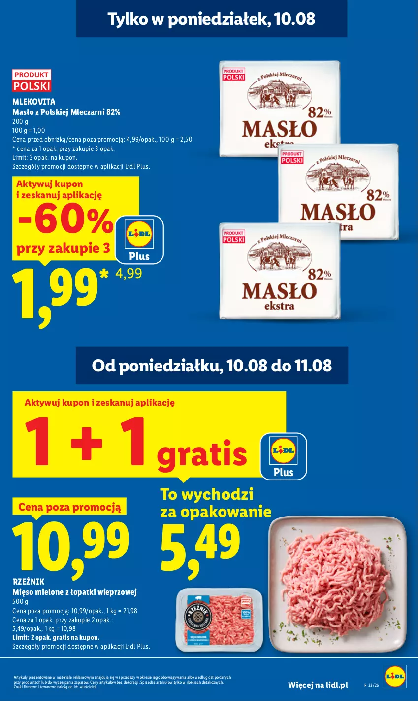 Gazetka promocyjna Lidl - Gazetka ważna od 10.08 do 11.08 - ważna 10.08 do 11.08.2026 - strona 9 - produkty: Gra, Masło, Mięso, Mięso mielone, Mięso mielone z łopatki wieprzowej, Mleko, Mlekovita