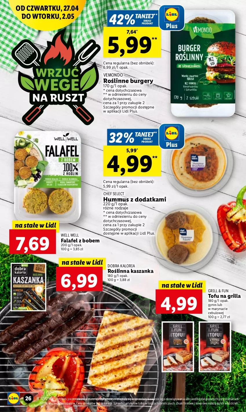 Gazetka promocyjna Lidl - GAZETKA - ważna 27.04 do 02.05.2023 - strona 30 - produkty: Burger, Fa, Grill, Gyros, Hummus, Kasza, Kaszanka, Mus, Tofu