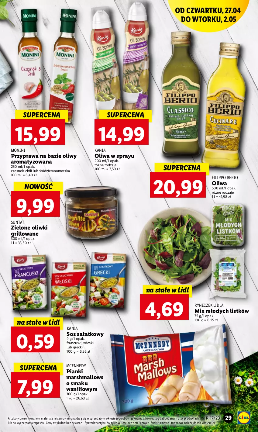 Gazetka promocyjna Lidl - GAZETKA - ważna 27.04 do 02.05.2023 - strona 33 - produkty: Czosnek, Grill, Mars, Marshmallows, Monini, Oliwki, Sałat, Sos