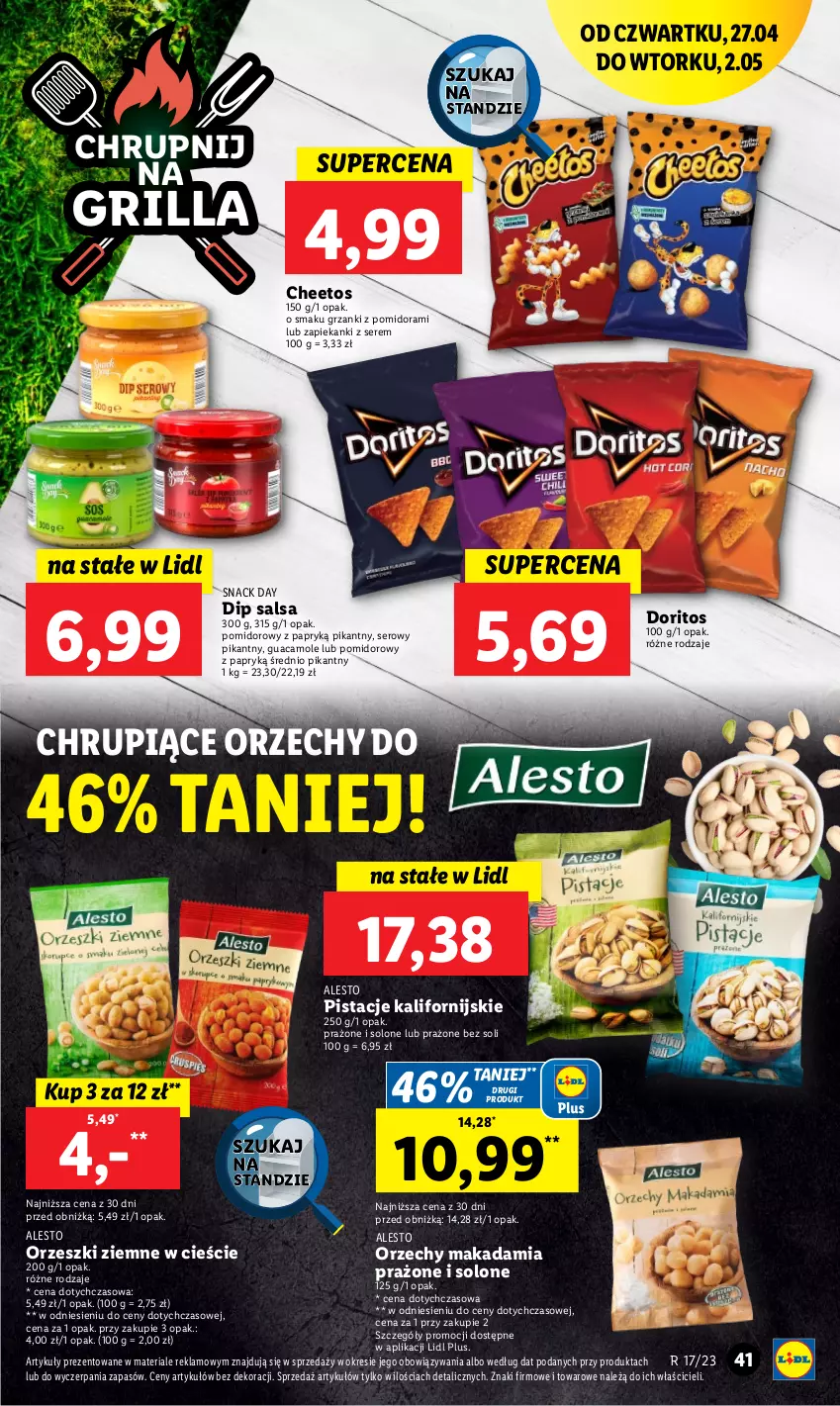 Gazetka promocyjna Lidl - GAZETKA - ważna 27.04 do 02.05.2023 - strona 49 - produkty: Amol, Cheetos, Grill, Orzeszki, Orzeszki ziemne, Pistacje, Salsa, Ser