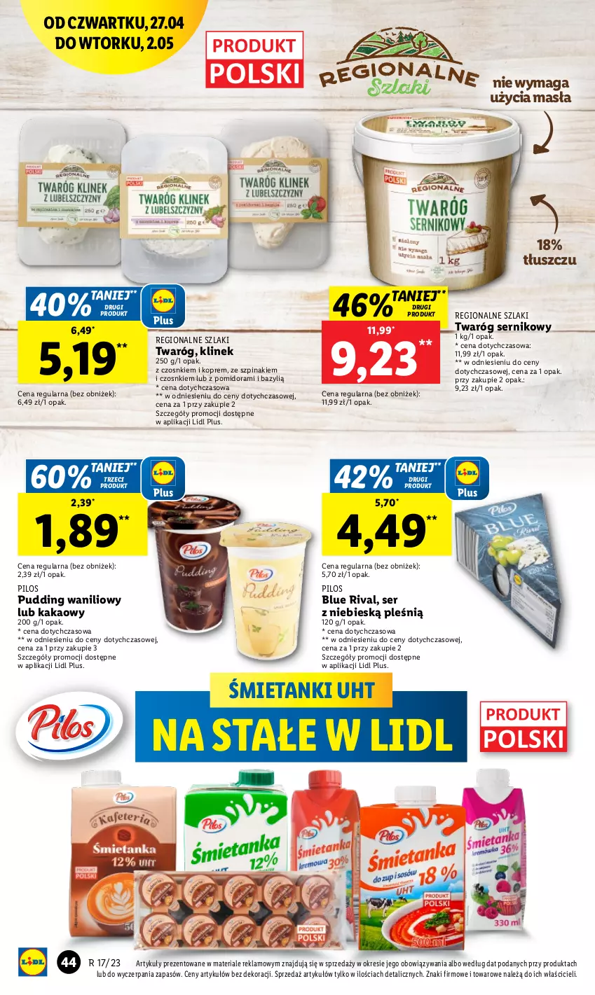 Gazetka promocyjna Lidl - GAZETKA - ważna 27.04 do 02.05.2023 - strona 54 - produkty: Bazyl, Kakao, Pilos, Pudding, Ser, Szpinak, Twaróg