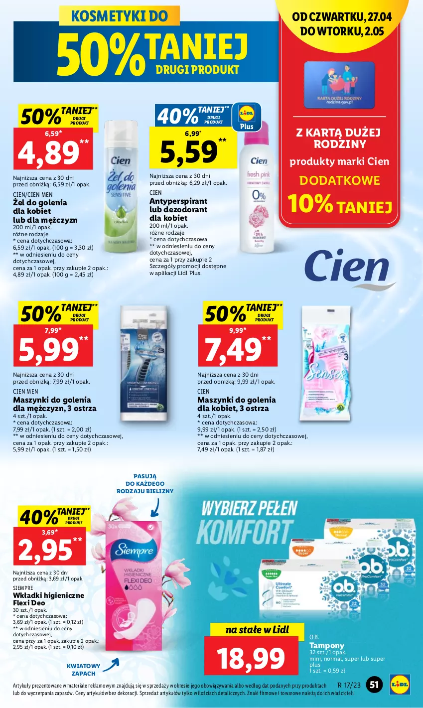 Gazetka promocyjna Lidl - GAZETKA - ważna 27.04 do 02.05.2023 - strona 61 - produkty: Antyperspirant, Chleb, Dezodorant, O.B., Tampony, Wkładki