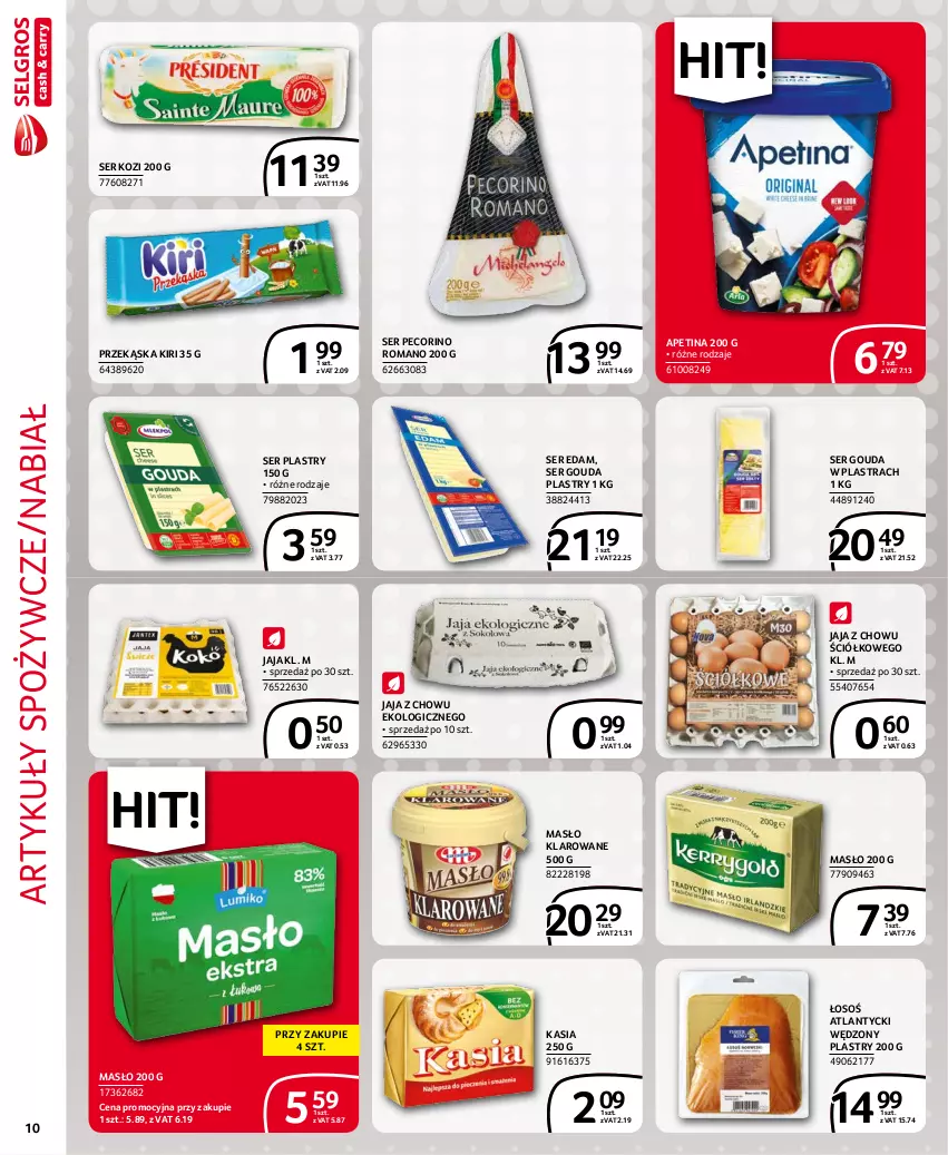 Gazetka promocyjna Selgros - Extra Oferta - ważna 01.11 do 30.11.2021 - strona 10 - produkty: Artykuły spożywcze, Edam, Gouda, Gouda plastry, Jaja, Kasia, Masło, Masło klarowane, Pecorino, Ser, Ser kozi