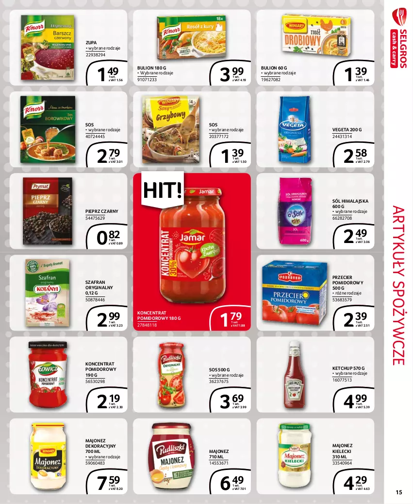 Gazetka promocyjna Selgros - Extra Oferta - ważna 01.11 do 30.11.2021 - strona 15 - produkty: Artykuły spożywcze, Bulion, Gin, Ketchup, Koncentrat pomidorowy, Lion, Majonez, Pieprz, Sól, Sól himalajska, Sos, Szafran, Vegeta, Zupa