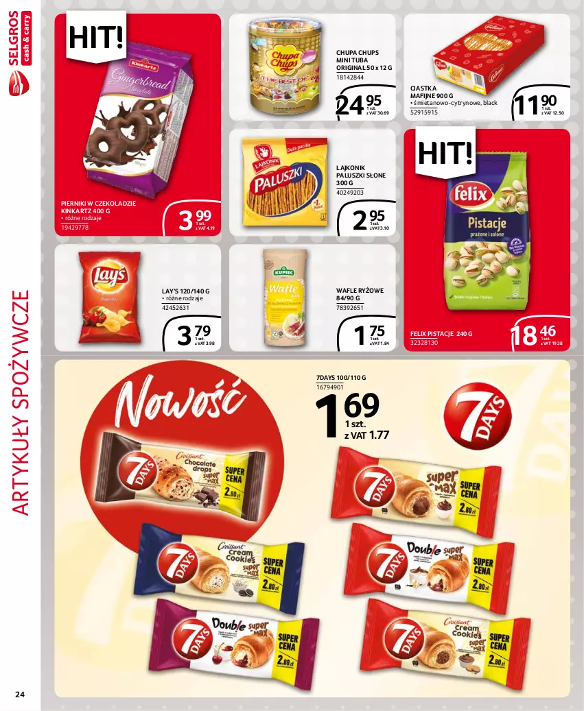 Gazetka promocyjna Selgros - Extra Oferta - ważna 01.11 do 30.11.2021 - strona 24 - produkty: Artykuły spożywcze, Chupa Chups, Ciastka, Felix, Gin, Inka, Lack, Lajkonik, Lay’s, Piernik, Pierniki w czekoladzie, Pistacje, Ryż, Wafle