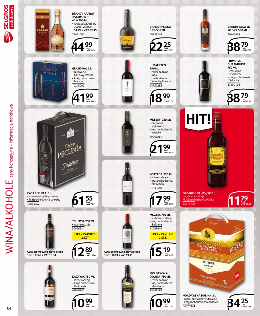 Gazetka promocyjna Selgros - Extra Oferta - ważna 01.11 do 30.11.2021 - strona 34 - produkty: Alkohole, Brandy, Gra, Grzaniec Galicyjski, Pliska, Por, Portada