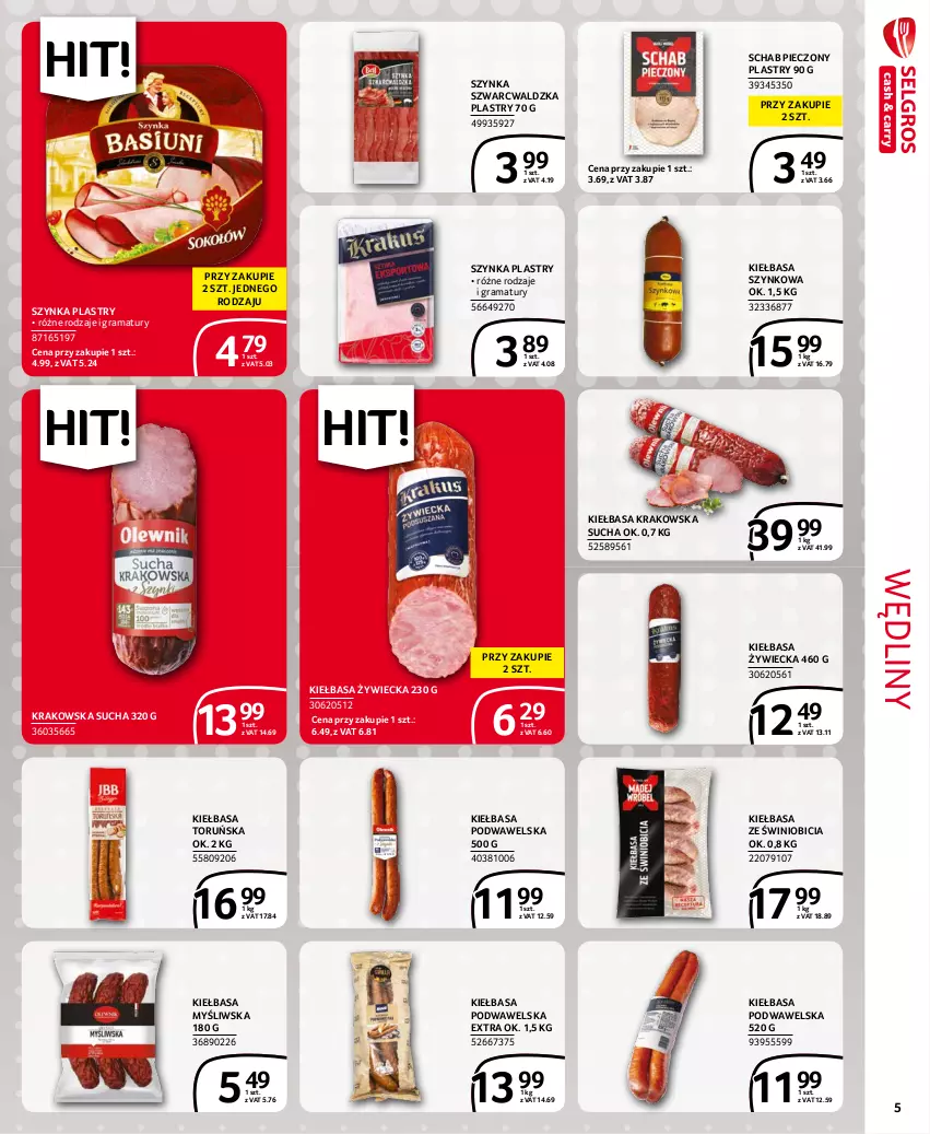 Gazetka promocyjna Selgros - Extra Oferta - ważna 01.11 do 30.11.2021 - strona 5 - produkty: BIC, Gra, Kiełbasa, Kiełbasa krakowska, Kiełbasa podwawelska, Kiełbasa szynkowa, Piec, Rama, Schab pieczony, Szynka, Wawel