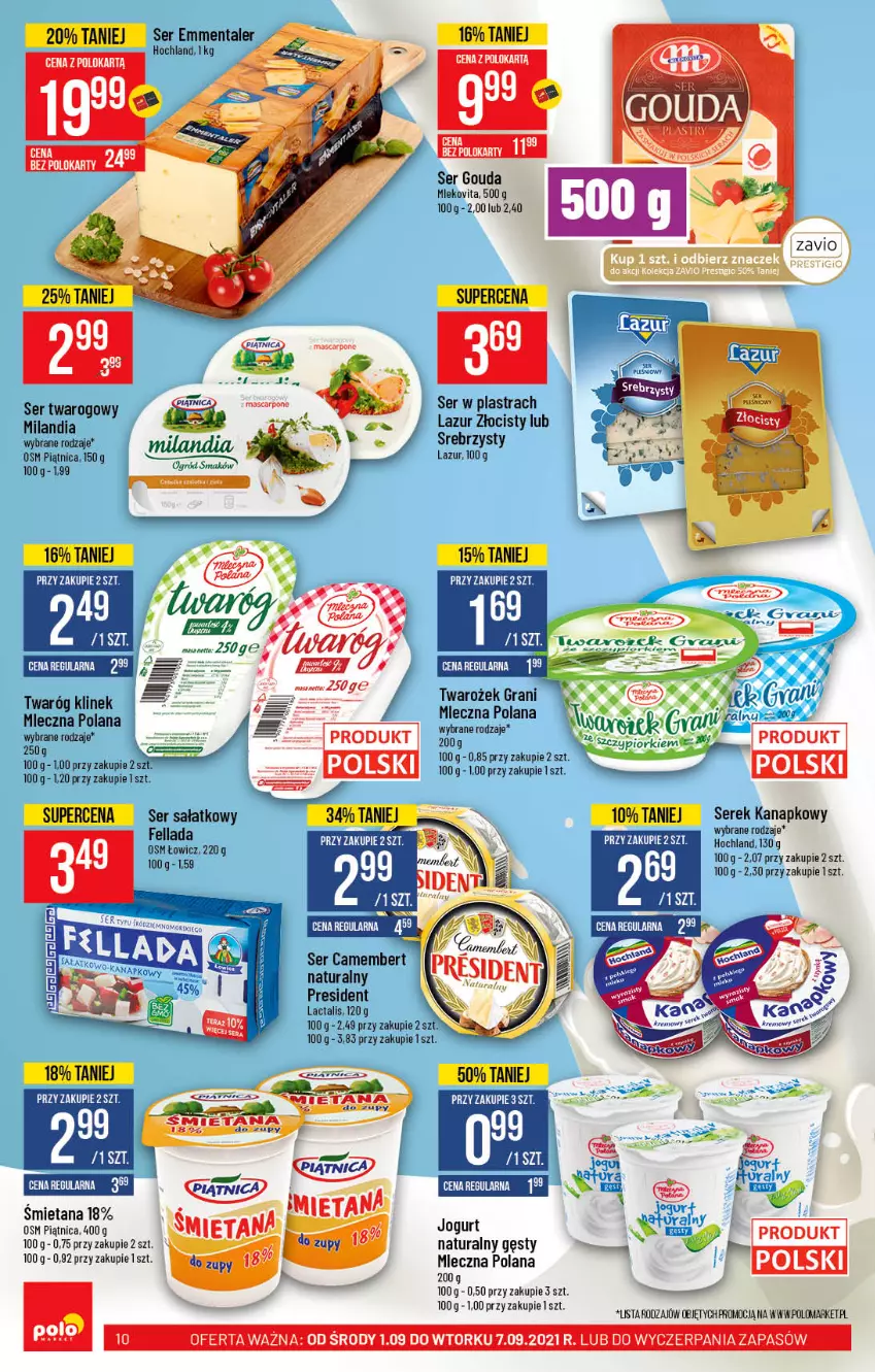 Gazetka promocyjna PoloMarket - Gazetka pomocyjna - ważna 01.09 do 07.09.2021 - strona 10 - produkty: Camembert, Gouda, Gra, Hochland, LANA, Lazur, Mleko, Mlekovita, Piątnica, Sałat, Ser, Serek, Serek kanapkowy, Twaróg